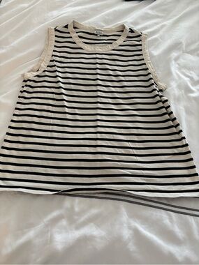 KULE Cream and Black Striped Sleeveless Tank